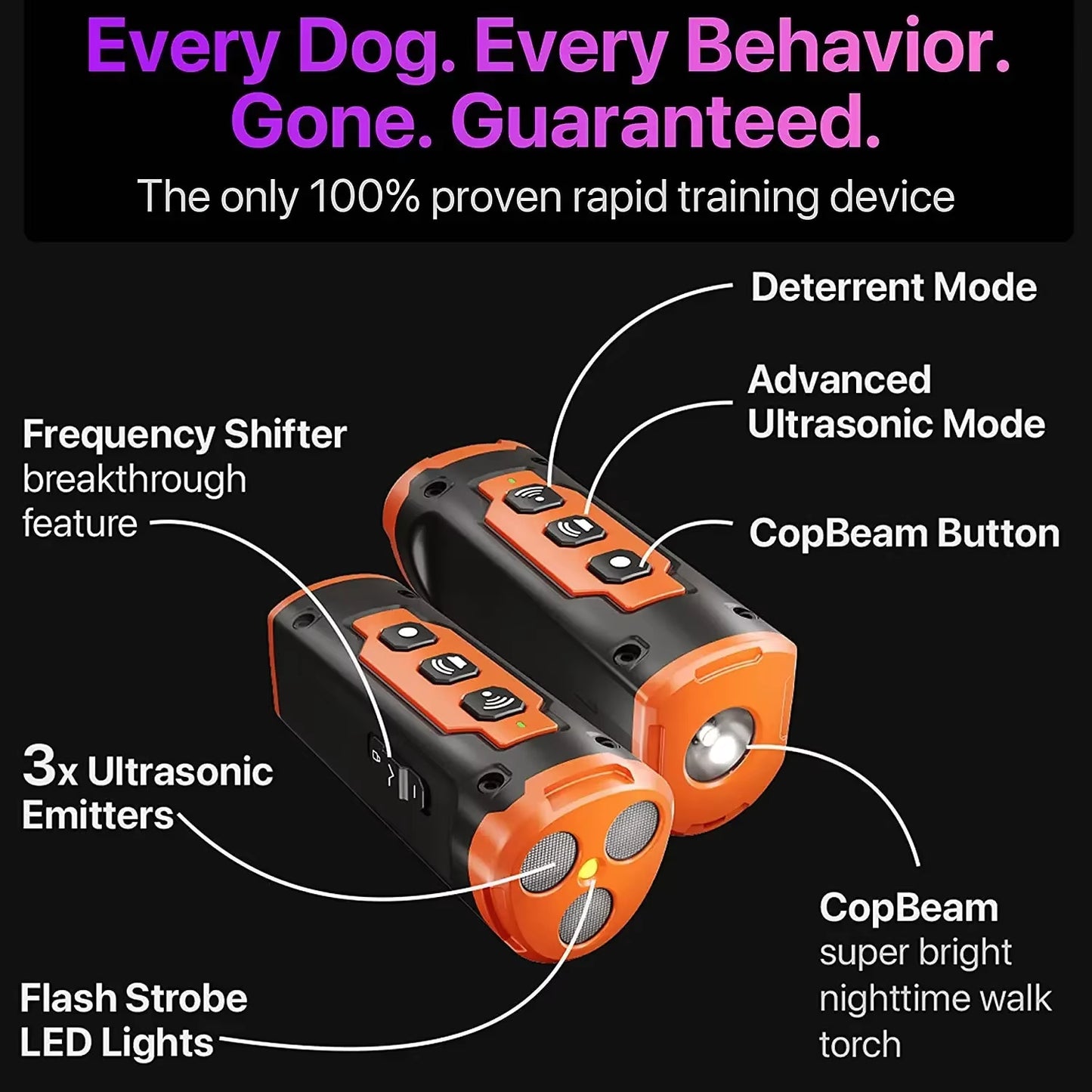 XP30 Pet Dog Repeller Ultrasonic Dog Training Device Rechargeable Anti Dog Bark Stop Barking Deterrent Device With LED Flashlight